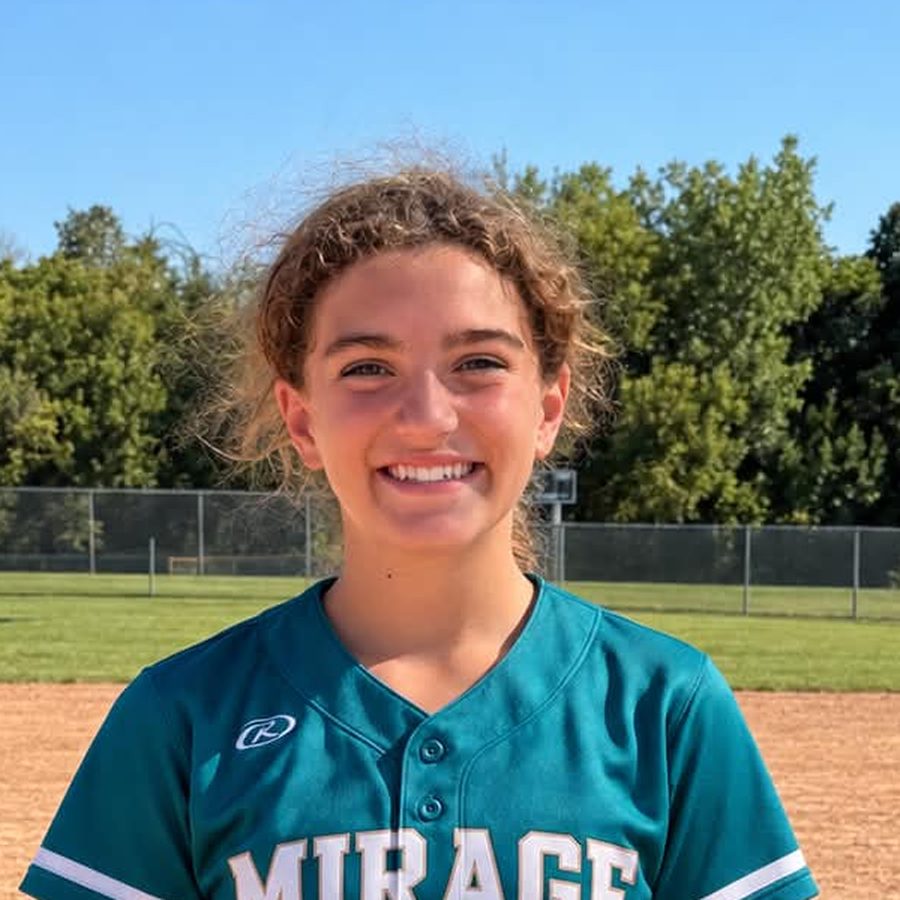 Harper S. in her Mirage uniform on the infield